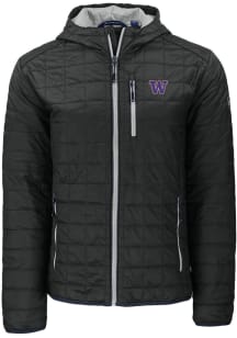 Cutter and Buck Washington Huskies Mens Black Rainier PrimaLoft Hooded Filled Jacket
