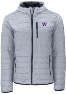 Cutter and Buck Washington Huskies Mens Grey Rainier PrimaLoft Hooded Filled Jacket