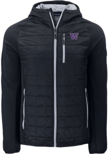 Cutter and Buck Washington Huskies Mens Black Rainier PrimaLoft Hybrid Medium Weight Jacket