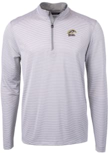 Cutter and Buck Western Michigan Broncos Mens Grey Virtue Eco Pique Stripe Big and Tall Qtr Zip