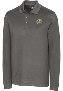 Cutter and Buck Western Michigan Broncos Grey Advantage Pique Long Sleeve Big and Tall Polo