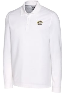 Cutter and Buck Western Michigan Broncos White Advantage Pique Long Sleeve Big and Tall Polo