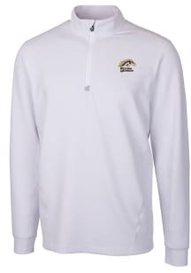 Cutter and Buck Western Michigan Broncos Mens White Traverse Long Sleeve Qtr Zip Pullover