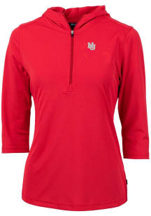 Cutter and Buck Nebraska Cornhuskers Womens Red Vault Virtue Eco Pique Hooded Sweatshirt