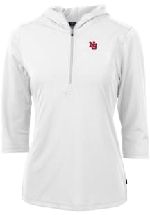 Cutter and Buck Nebraska Cornhuskers Womens White Vault Virtue Eco Pique Hooded Sweatshirt