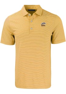 Cutter and Buck Western Michigan Broncos Mens Gold Forge Double Stripe Short Sleeve Polo