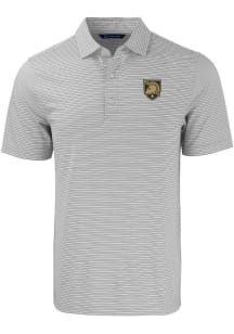 Cutter and Buck Army Black Knights Mens Grey Forge Double Stripe Short Sleeve Polo