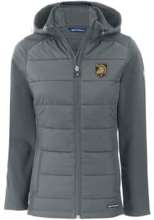 Cutter and Buck Army Black Knights Womens Grey Evoke Hood Heavy Weight Jacket