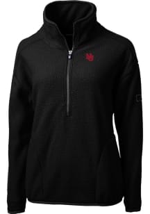 Cutter and Buck Nebraska Cornhuskers Womens Black Cascade Sherpa Qtr Zip
