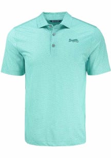 Cutter and Buck Atlanta Braves Mens Green Mono Pike Shadow Check Short Sleeve Polo