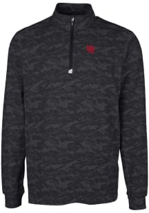 Cutter and Buck Nebraska Cornhuskers Mens Black Vault Traverse Camo Long Sleeve Qtr Zip Pullover