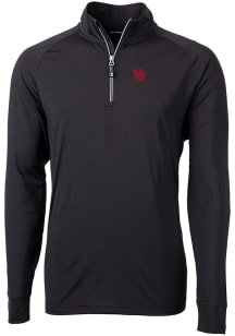 Cutter and Buck Nebraska Cornhuskers Mens Black Vault Adapt Eco Knit Long Sleeve Qtr Zip Pullover