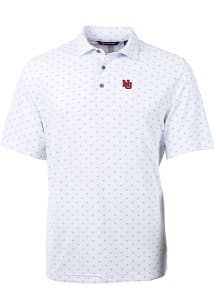 Cutter and Buck Nebraska Cornhuskers Mens White Vault Virtue Eco Pique Tile Short Sleeve Polo