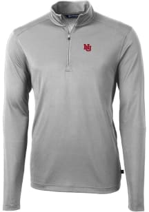 Cutter and Buck Nebraska Cornhuskers Mens Grey Vault Virtue Eco Pique Long Sleeve Qtr Zip Pullover