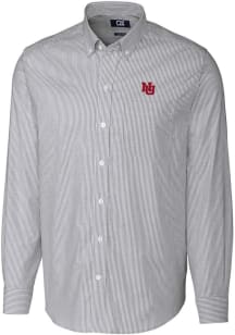 Cutter and Buck Nebraska Cornhuskers Mens Charcoal Vault Stretch Oxford Stripe Long Sleeve Dress S..