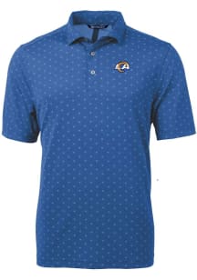 Cutter and Buck Los Angeles Rams Mens Blue Logo Virtue Eco Pique Tile Short Sleeve Polo