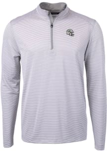 Cutter and Buck Miami Dolphins Mens Grey Helmet Virtue Eco Pique Stripe Big and Tall Qtr Zip