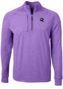 Cutter and Buck Minnesota Vikings Mens Purple Helmet Adapt Eco Long Sleeve Qtr Zip Pullover