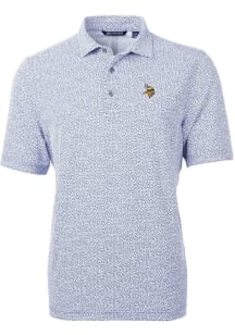 Cutter and Buck Minnesota Vikings Mens Pink Logo Virtue Eco Pique Botanical Short Sleeve Polo