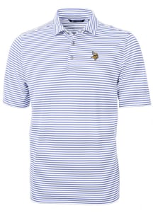 Cutter and Buck Minnesota Vikings Mens Pink Logo Virtue Eco Pique Stripe Short Sleeve Polo