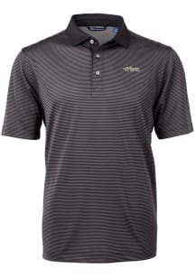 Cutter and Buck New York Jets Mens Black Historic Virtue Eco Pique Micro Stripe Short Sleeve Polo