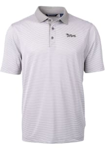 Cutter and Buck New York Jets Mens Grey Historic Virtue Eco Pique Micro Stripe Short Sleeve Polo