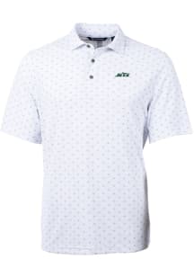 Cutter and Buck New York Jets White Virtue Eco Pique Tile Big and Tall Polo
