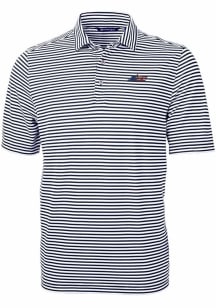 Cutter and Buck New York Jets Navy Blue Americana Virtue Eco Pique Stripe Big and Tall Polo