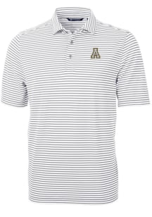 Cutter and Buck Appalachian State Mountaineers Grey Virtue Eco Pique Stripe Big and Tall Polo