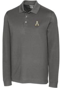 Cutter and Buck Appalachian State Mountaineers Grey Advantage Pique Long Sleeve Big and Tall Polo