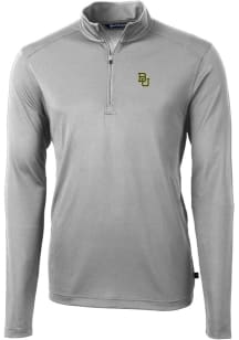 Cutter and Buck Baylor Bears Mens Grey Virtue Eco Pique Big and Tall Qtr Zip