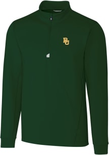 Cutter and Buck Baylor Bears Mens Green Traverse Long Sleeve Qtr Zip Pullover