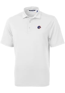 Cutter and Buck Boise State Broncos White Virtue Eco Pique Big and Tall Polo