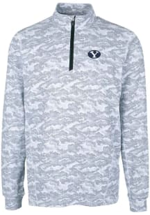 Cutter and Buck BYU Cougars Mens Charcoal Traverse Camo Big and Tall Qtr Zip