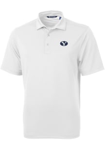 Cutter and Buck BYU Cougars White Virtue Eco Pique Big and Tall Polo