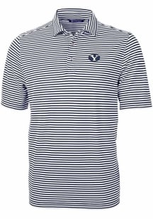 Cutter and Buck BYU Cougars Navy Blue Virtue Eco Pique Stripe Big and Tall Polo