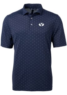 Cutter and Buck BYU Cougars Navy Blue Virtue Eco Pique Tile Big and Tall Polo