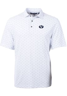 Cutter and Buck BYU Cougars White Virtue Eco Pique Tile Big and Tall Polo