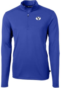 Cutter and Buck BYU Cougars Mens Blue Virtue Eco Pique Big and Tall Qtr Zip