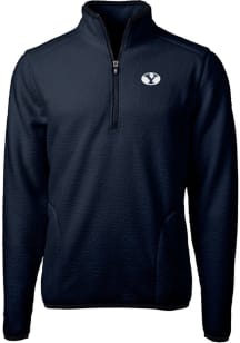 Cutter and Buck BYU Cougars Mens Navy Blue Cascade Sherpa Big and Tall Qtr Zip