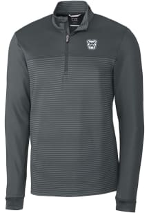 Cutter and Buck Butler Bulldogs Mens Grey Traverse Stripe Long Sleeve Qtr Zip Pullover