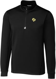 Cutter and Buck Cal Poly Mustangs Mens Black Traverse Big and Tall Qtr Zip