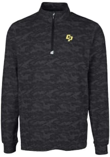 Cutter and Buck Cal Poly Mustangs Mens Black Traverse Camo Big and Tall Qtr Zip