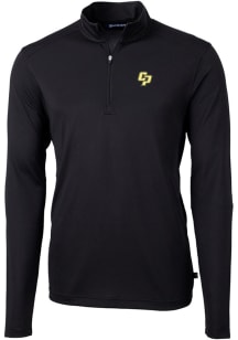 Cutter and Buck Cal Poly Mustangs Mens Black Virtue Eco Pique Big and Tall Qtr Zip