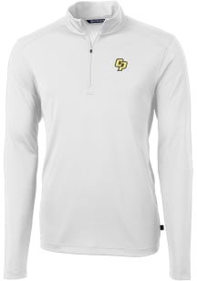 Cutter and Buck Cal Poly Mustangs Mens White Virtue Eco Pique Big and Tall Qtr Zip