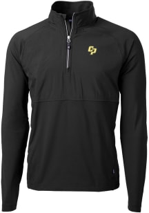 Cutter and Buck Cal Poly Mustangs Mens Black Adapt Eco Hybrid Long Sleeve Qtr Zip Pullover