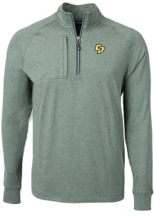 Cutter and Buck Cal Poly Mustangs Mens Green Adapt Eco Long Sleeve Qtr Zip Pullover