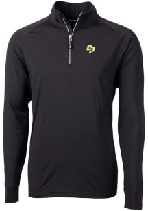 Cutter and Buck Cal Poly Mustangs Mens Black Adapt Eco Knit Long Sleeve Qtr Zip Pullover