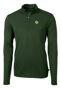 Cutter and Buck Cal Poly Mustangs Mens Green Virtue Eco Pique Long Sleeve Qtr Zip Pullover