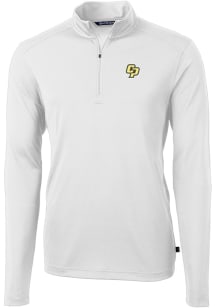 Cutter and Buck Cal Poly Mustangs Mens White Virtue Eco Pique Long Sleeve Qtr Zip Pullover